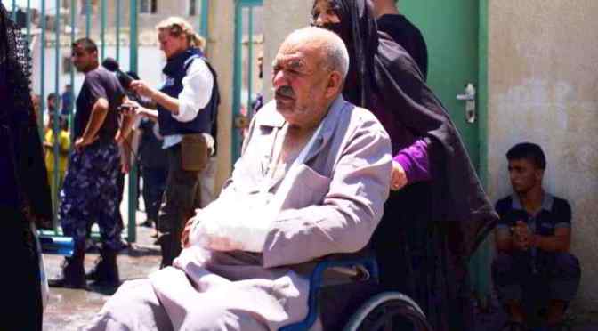 Elderly man injured in Rafah. Jon Donnison